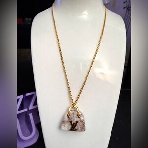 Fashion Jewelry Gold and Cream Handbag Pendant Necklace New Stainless Steel